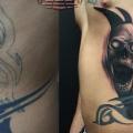 Side Skull Cover-up tattoo by Tattoo Korea