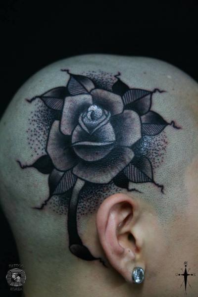 Flower Head Tattoo by Tattoo Korea