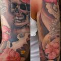 Flower Japanese Skull tattoo by Andys Body Electric