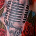 Shoulder Realistic Microphone tattoo by Andys Body Electric