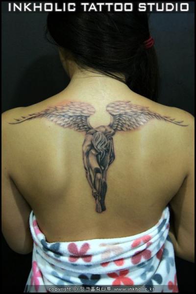 Back Angel Wings Tattoo by Inkholic Tattoo