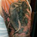 Shoulder Realistic Elephant tattoo by Song Yeon