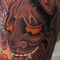 Calf Japanese Demon tattoo by Og Tattoo