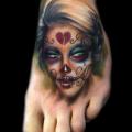 tatuaje Pie Cráneo mexicano Mujer por Khan Tattoo