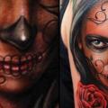 Shoulder Women Rose tattoo by Khan Tattoo