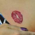 Kiss Breast Lip tattoo by Detroit Diesel Tattoo