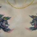 Shoulder Old School Breast Panther tattoo by Detroit Diesel Tattoo
