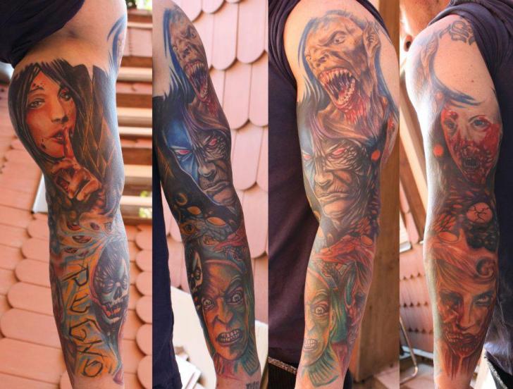 Tatuaggio Braccio Fantasy Mostri di Artifex Tattoo