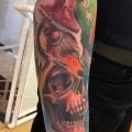 Arm Totenkopf Eulen tattoo von Artifex Tattoo