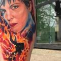 tatuaggio Ritratti Polpaccio Donna di Artifex Tattoo