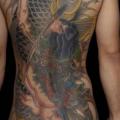 tatuaje Japoneses Espalda Samurai Carpa por Horiyasu Tattoo