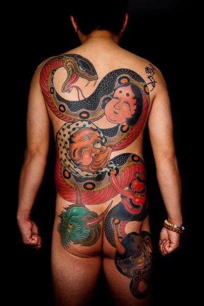 Snake Japanese Back Tattoo by Horiyasu Tattoo
