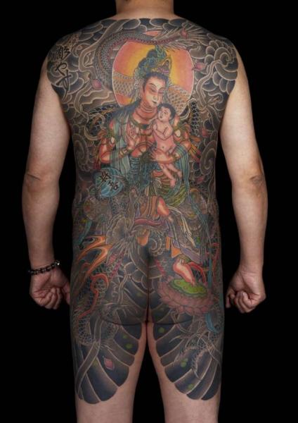 Japanische Buddha Rücken Religiös Tattoo von Horiyasu Tattoo