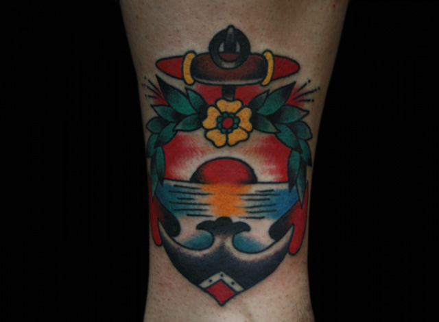 Tatouage Old School Ancre par Inkrat Tattoo