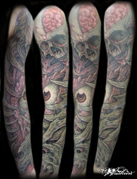 Skull Eye Sleeve Tattoo by Last Gate Tattoo