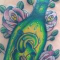 Flower Thigh Bottle tattoo by Last Gate Tattoo