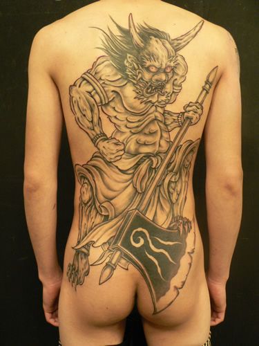 Japanese Back Demon Tattoo by M Crow Tattoo