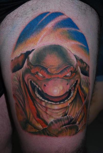 Thigh Ninja Turtle Tattoo by Hell Tattoo