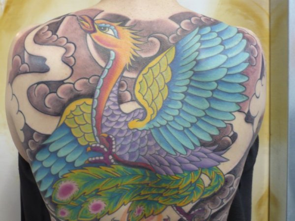 Tatuaje Fantasy Espalda Fénix por Art n Style