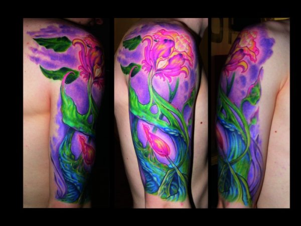Tatuaje Hombro Fantasy Flor por Art n Style