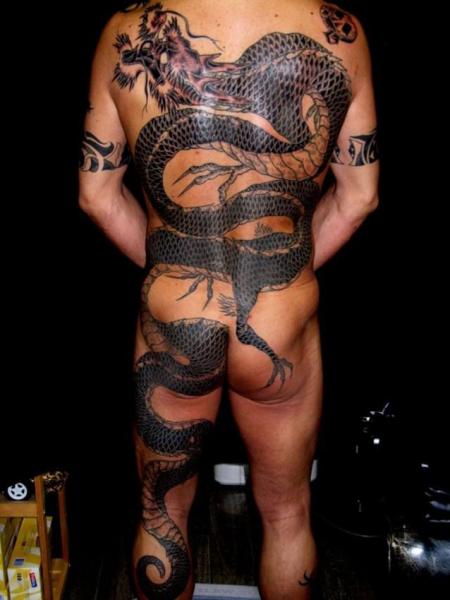 Leg Japanese Back Dragon Butt Tattoo by Tattoo HM