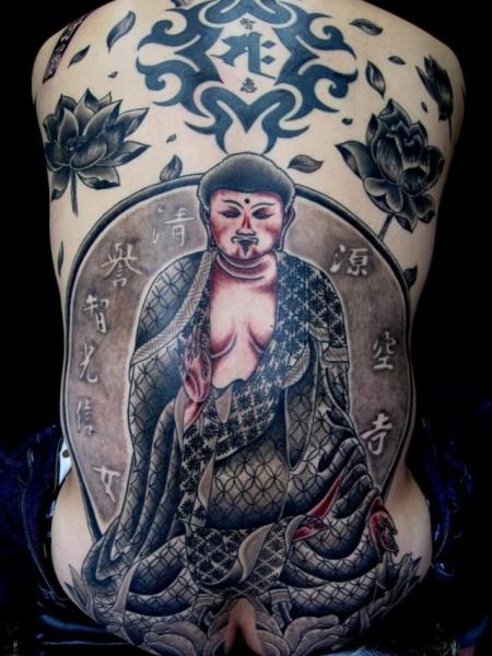 Japanese Buddha Back Tattoo by Tattoo HM