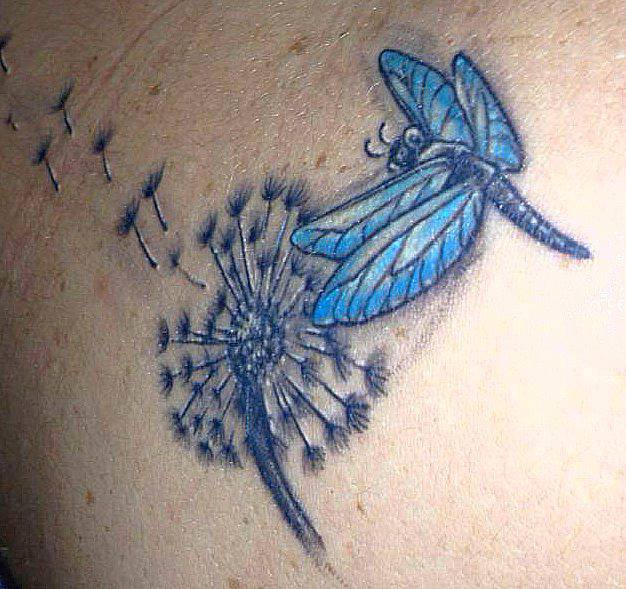 Dragonfly Dandelion Tattoo by Tattoo Br