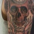 Shoulder Clock Skull tattoo by Tattoo Br