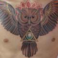 Chest Old School Owl tattoo by Tattoo Loyalty