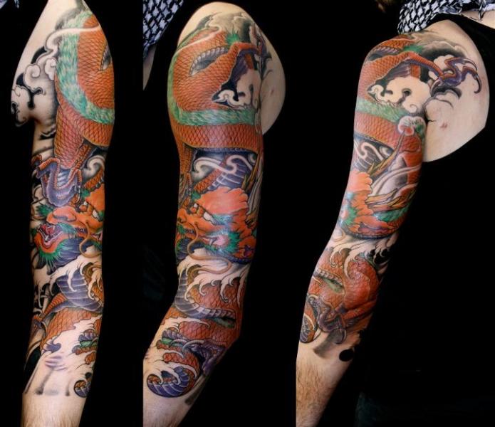 Arm Japanese Dragon Tattoo by Nico Tattoo Crew