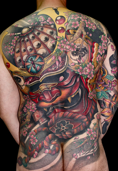 Tatuaje Japoneses Espalda Samurai por Nico Tattoo Crew