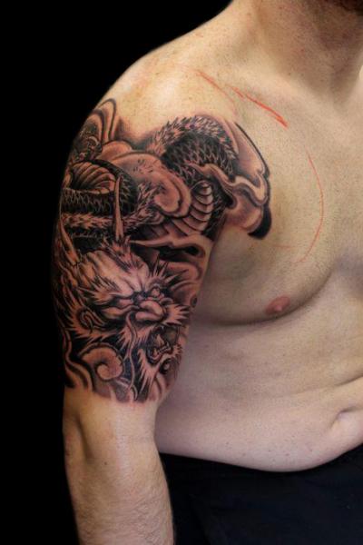Shoulder Dragon Tattoo by Nico Tattoo Crew