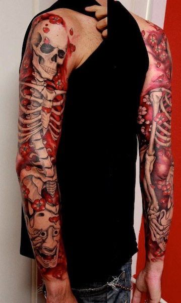 รอยสัก โครงกระดูก ปลอกแขน โดย Nico Tattoo Crew