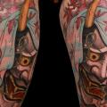 tatuaje Japoneses Demonio Muslo por Nico Tattoo Crew