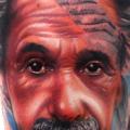Realistic Calf Einstein tattoo by Sake Tattoo Crew
