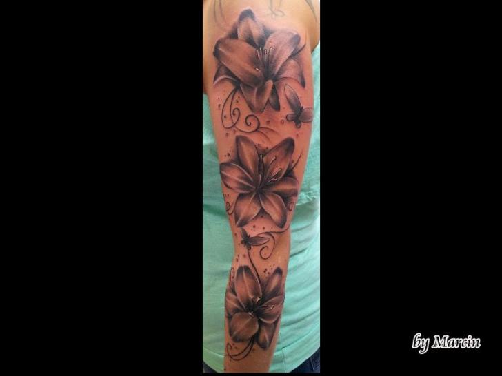 Arm Realistic Flower Tattoo by Baltic Tattoo