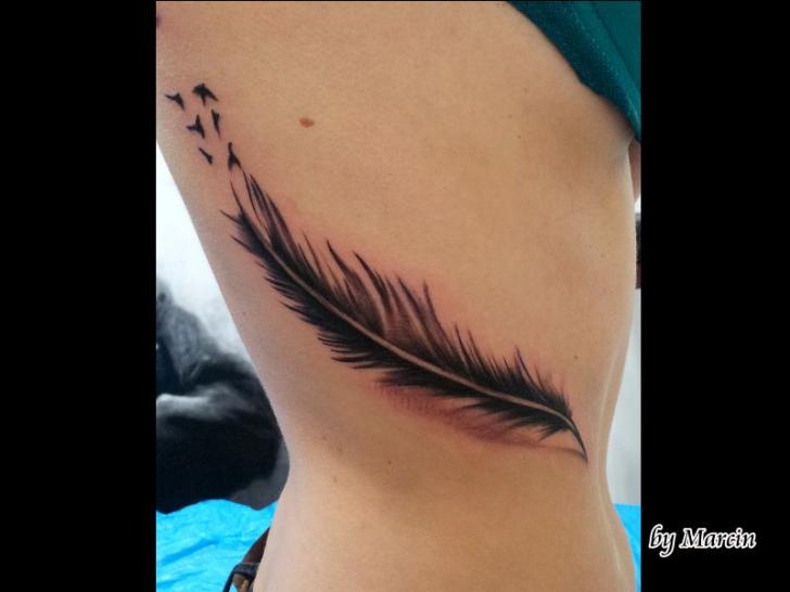 Feather Side Tattoo by Baltic Tattoo