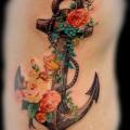 Flower Side Anchor tattoo by Baltic Tattoo