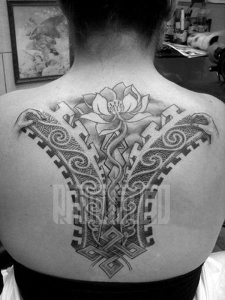 Fantasy Back Geometric Zip Tattoo by Prive Tattoo
