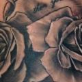 Realistic Flower Compass Thigh tattoo by Upstream Tattoo