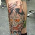 Calf Japanese Demon tattoo by Tattoo Zoo