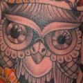 Old School Owl Thigh tattoo by Ace Of Sword Tattoo