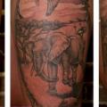 Realistic Elephant Thigh tattoo by Mauve Montreal