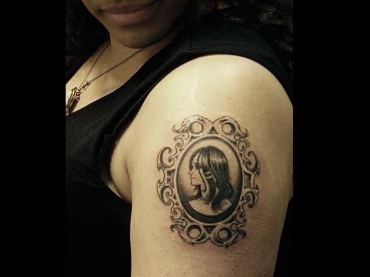 Shoulder Women Medallion Tattoo by Rainfire Tattoo