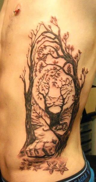 Tatuaggio Fianco Tigre Albero di Rainfire Tattoo
