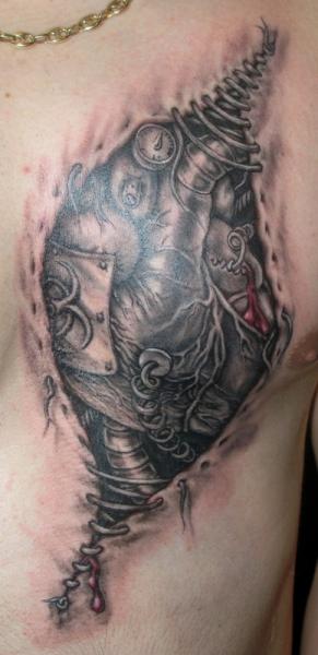 Biomechanical Chest Tattoo by Bloody Ink