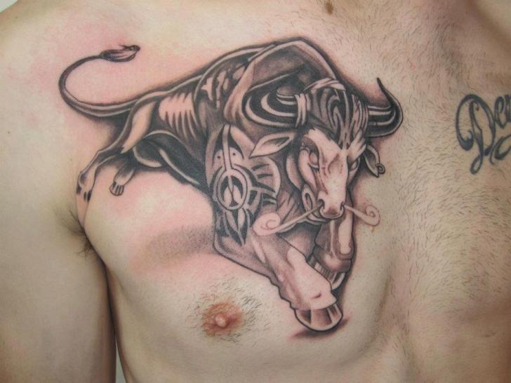 Chest Bull Tattoo by Shogun Tats