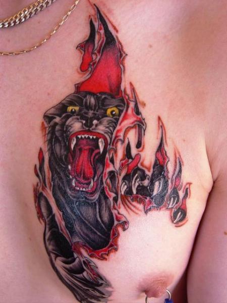 Chest Panther Tattoo by Abstract Tattoos