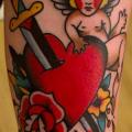 Arm Old School Heart Angel tattoo by Burnout Ink