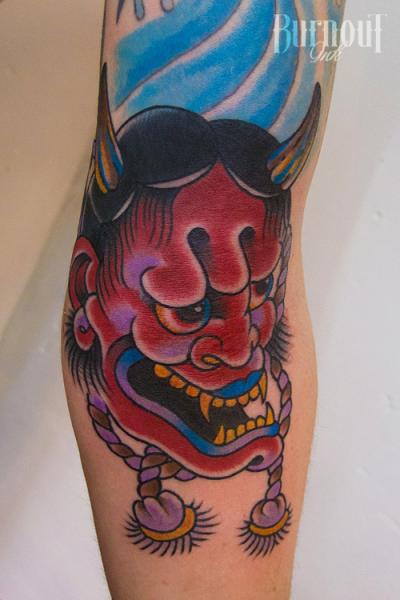 Tatuaje Brazo Japoneses Demonio por Burnout Ink